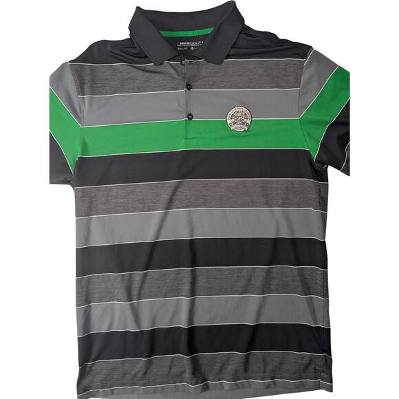 Nike Golf Other - Nike Golf Men's Dri Fit PGA Championship Striped Green Gray Polo Shirt Medium